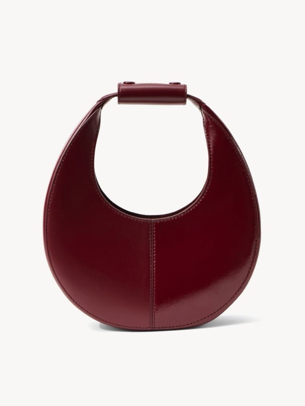 STAUD Moon Mini Split Leather Bordeaux Crescent Bag